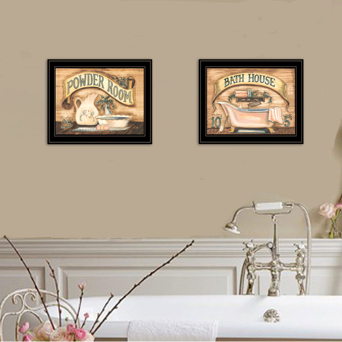 August Grove® Bath & Powder Room 2-Piece Vignette Framed Wall Art for Living Room Home Wall ...